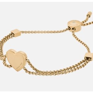 NIB Michael Kors Brilliance Gold-tone Heart Charm Slider Bracelet MKJ6395710